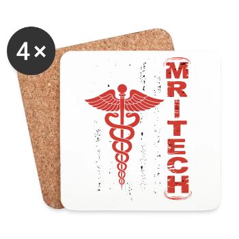 Rote MedTech Caduceus Flagge - Untersetzer (4er-Set) - Weiß - Vorne