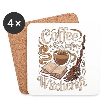 Witchcraft Coffee Before Spellcaster Coffee Lover - Untersetzer (4er-Set) - Weiß - Vorne