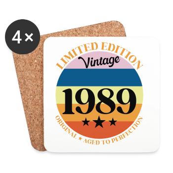 1989 Vintage Birthday Gift 89 - Coasters (set of 4) - white - Front