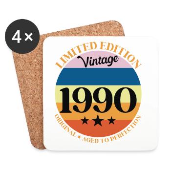 1990er Vintage-Geburtstagsgeschenk 90er Jahre - Untersetzer (4er-Set) - Weiß - Vorne