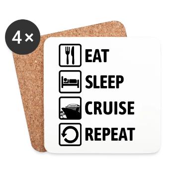 Eat Sleep Cruise Repeat - Kreuzfahrt - Coasters (set of 4) - white - Front