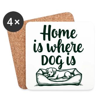 Home Is Where Dog Is Dog Love - Coasters (set of 4) - white - Front