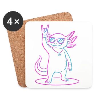 Axolotl rock cool avec des lunettes de soleil - Dessous de verre (lot de 4) - blanc - Devant