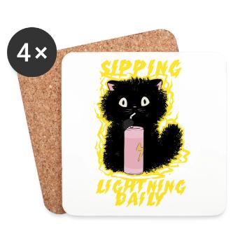 Energy Drink Sipping Lightning Daily - Untersetzer (4er-Set) - Weiß - Vorne