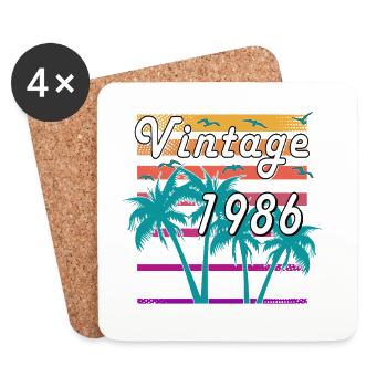 Vintage 1986 Palmen Limited Edition - Untersetzer (4er-Set) - Weiß - Vorne