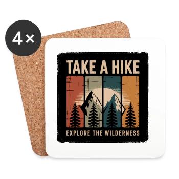Take A Hike Explore The Wilderness - Coasters (set of 4) - white - Front