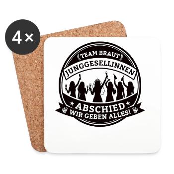 Team Braut Bachelor Party – We give it our all! - Coasters (set of 4) - white - Front
