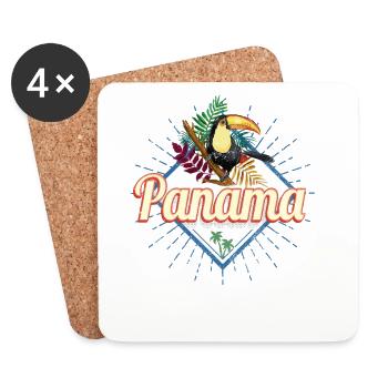 Panama Stadt Tukan Retro Palmen Vintage Souvenir - Untersetzer (4er-Set) - Weiß - Vorne