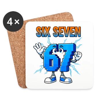 67 Gen Alpha Six Sieben Italienisch 6 7 Brainrot - Untersetzer (4er-Set) - Weiß - Vorne