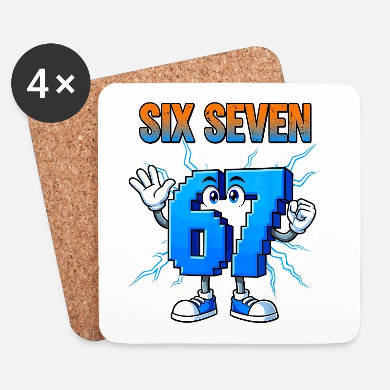 67 Gen Alpha Six Sieben Italienisch 6 7 Brainrot - Untersetzer (4er-Set) - Weiß