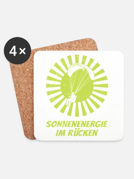 Gleitschirmflieger SONNENENERGIE IM RÜCKEN LUSTIG - Untersetzer (4er-Set) - Weiß
