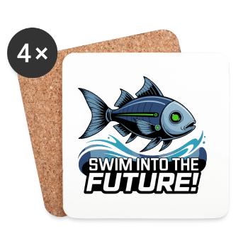 Future Swim Fish-Motiv - Untersetzer (4er-Set) - Weiß - Vorne