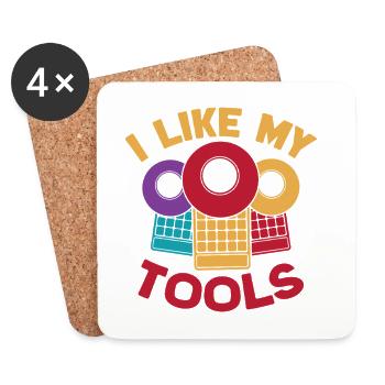 Bingo Game I Like My Tools Bingo - Untersetzer (4er-Set) - Weiß - Vorne