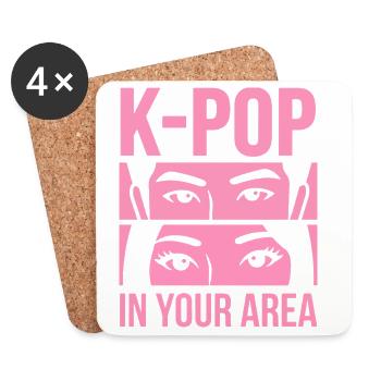 Le look rose de la K-Pop dans la région - Dessous de verre (lot de 4) - blanc - Devant