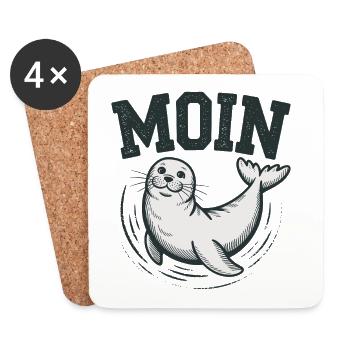Seehund Robbe Ostsee Nordsee Moin - Untersetzer (4er-Set) - Weiß - Vorne
