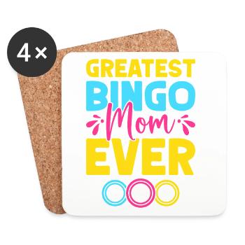 Bingo Game Greatest Bingo Mom Ever Bingo - Dessous de verre (lot de 4) - blanc - Devant
