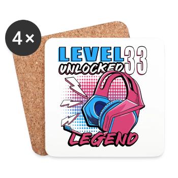 Level 33 Unlocked Legend - Untersetzer (4er-Set) - Weiß - Vorne
