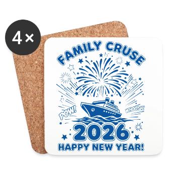 Croisière en famille 2026 Joyeuse année Feux d’artifice - Dessous de verre (lot de 4) - blanc - Devant