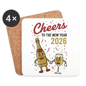 Cheers To The New Year 2026 Party Fireworks Theme - Coasters (set of 4) - white - Front