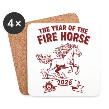 La célébration de l’Année du Cheval de Feu 2026 - Dessous de verre (lot de 4) - blanc - Devant