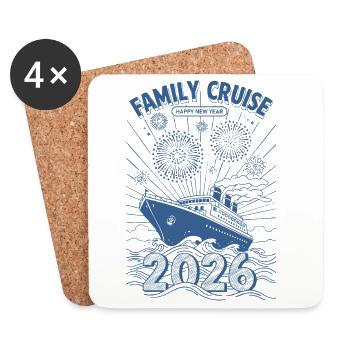Croisière en famille 2026 Joyeuse année Feux d’artifice - Dessous de verre (lot de 4) - blanc - Devant