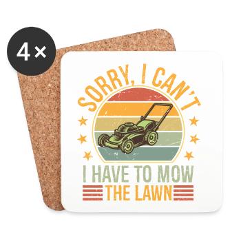 Sorry I Can't I Have to Mow The Lawn Funny Riding - Coasters (set of 4) - white - Front