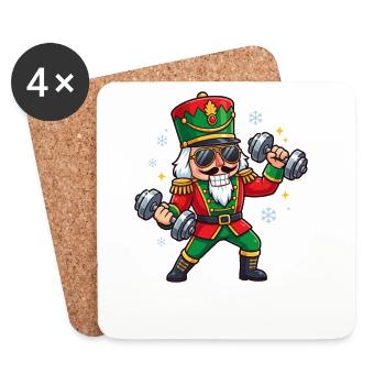 Casse-Noisette de Noël : Haltérophilie Drôle - Dessous de verre (lot de 4) - blanc - Devant