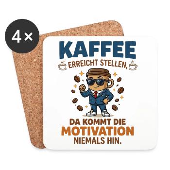 Kaffee vs. Motivation – Lustiges Business Design - Untersetzer (4er-Set) - Weiß - Vorne