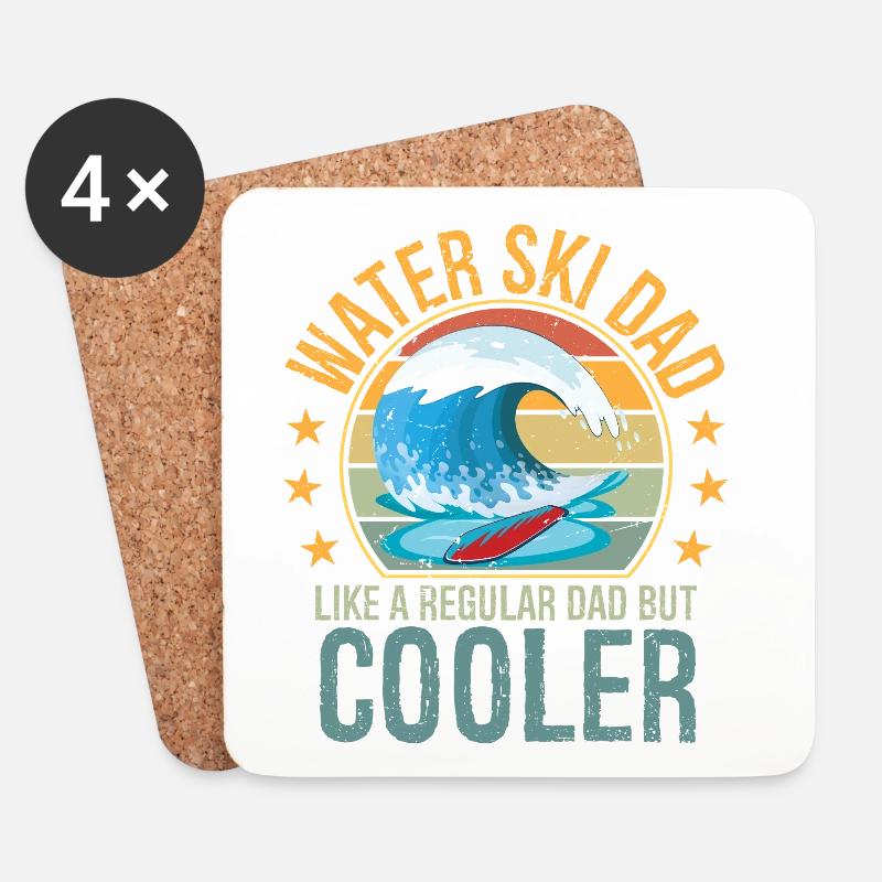 Waterski Dad Fathers Day Ski Lover Dad Water Ski - Untersetzer (4er-Set) - Weiß