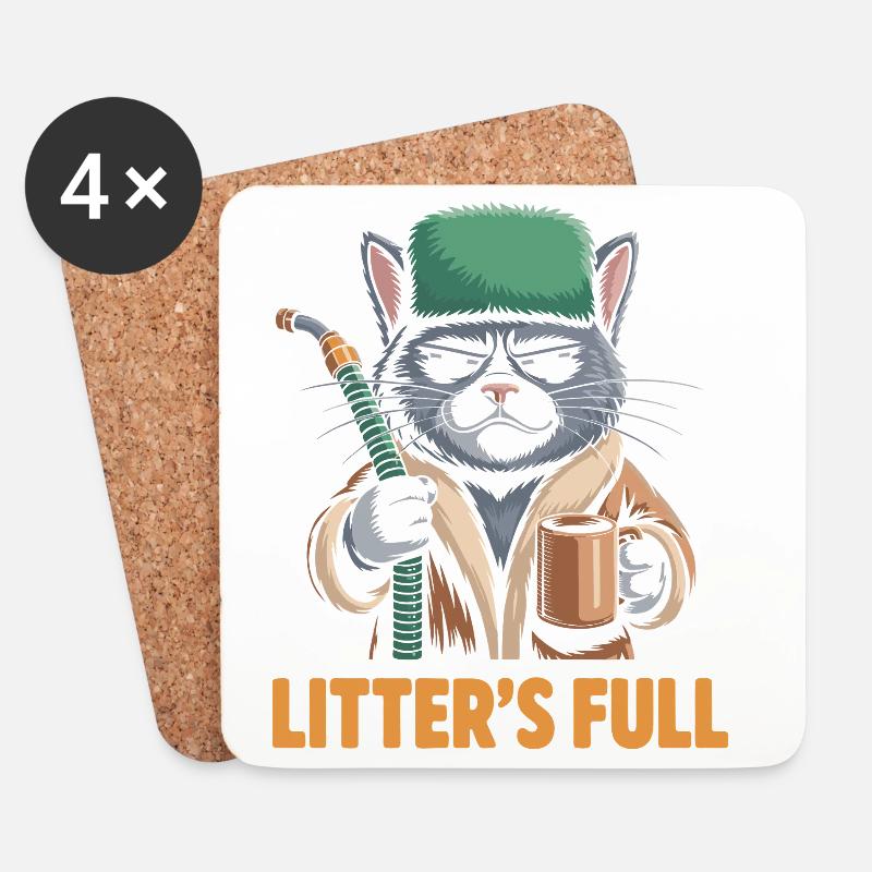 Litter Full Funny Christmas Cat Parodie - Untersetzer (4er-Set) - Weiß