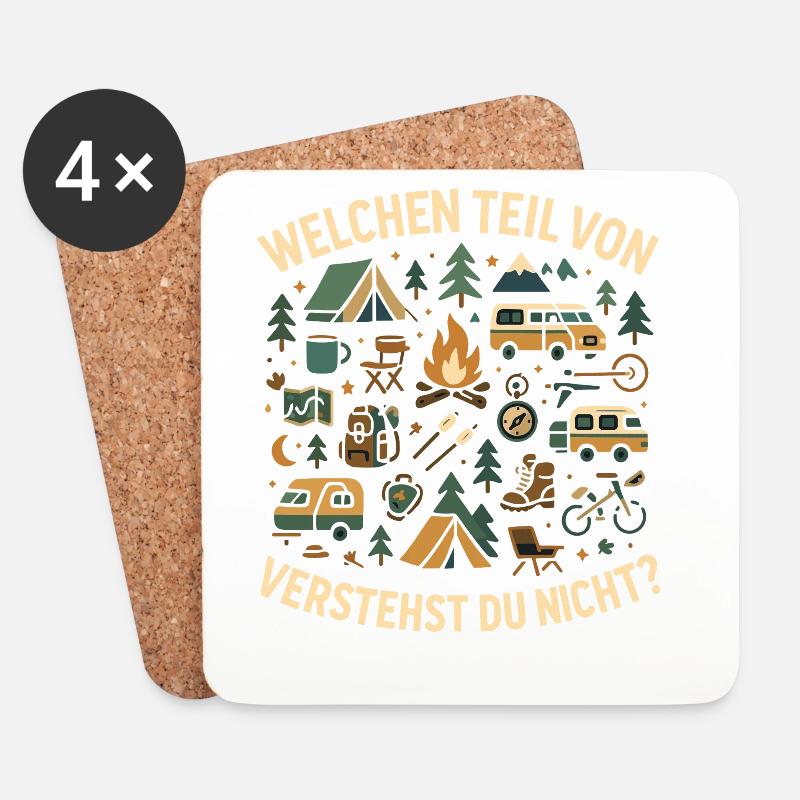 camping welchen teil verstehst, abenteuer spruch - Untersetzer (4er-Set) - Weiß