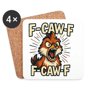f-CAW-F bande dessinée renard en colère, chemise drôle d’animal - Dessous de verre (lot de 4) - blanc - Devant