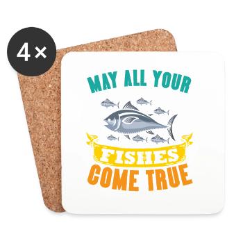 Angler Geschenk Lustig Angeln Fischer Fischen - Untersetzer (4er-Set) - Weiß - Vorne