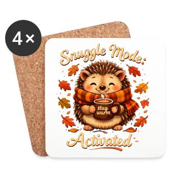Cuddle Mode Autumn Warmth Hedgehog - Coasters (set of 4) - white - Front