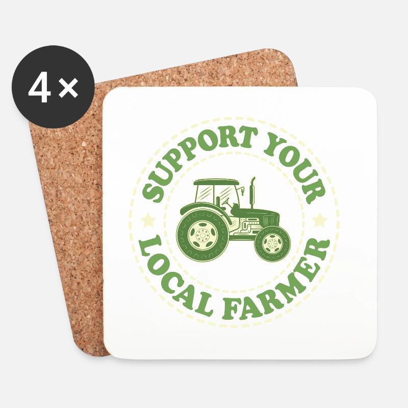 Support Your Local Farmer - Untersetzer (4er-Set) - Weiß