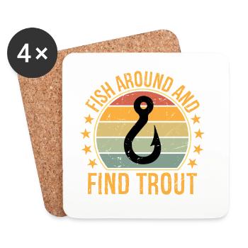 Fish Around and Find Trout - Coasters (set of 4) - white - Front