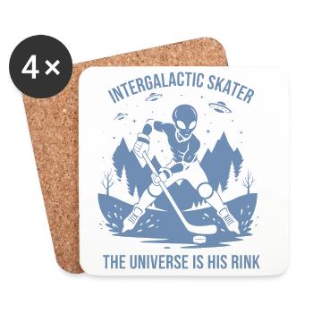 Außerirdische Eishockeyspieler UFO Silhouette Desi - Coasters (set of 4) - white - Front