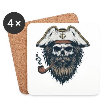 Capitaine Skull Sailor Bateau nautique Sea Lake - Dessous de verre (lot de 4) - blanc - Devant