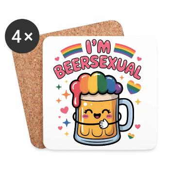 Je suis beersexual - Logo de Cool Beer - Dessous de verre (lot de 4) - blanc - Devant