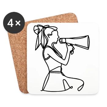 Cheerleader Drawing - Coasters (set of 4) - white - Front