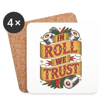 Sushi In Roll We Trust Japanese Food Enthusiast - Untersetzer (4er-Set) - Weiß - Vorne