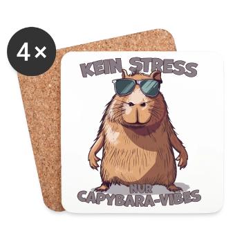 Capybara Spruch Kein Stress Nur Vibes - Untersetzer (4er-Set) - Weiß - Vorne