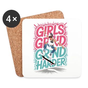 Girls Skate Grind Harder Spruch Design - Untersetzer (4er-Set) - Weiß - Vorne