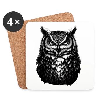Mystische Eule Nachttier Weisheit Symbol - Untersetzer (4er-Set) - Weiß - Vorne