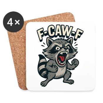 f caw f raccoon, angry spell - Coasters (set of 4) - white - Front
