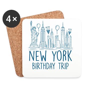 New York Birthday Trip - Untersetzer (4er-Set) - Weiß - Vorne