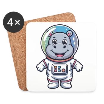 Hippo Astronaut Space Adventure - Coasters (set of 4) - white - Front