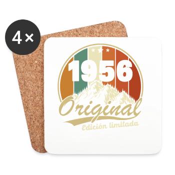 1956 Vintage Rétro Cadeau D'anniversaire - Dessous de verre (lot de 4) - blanc - Devant