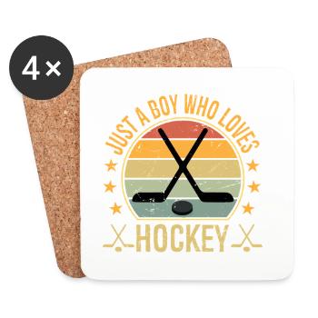 Funny Hockey Just a Boy who Loves Hockey - Untersetzer (4er-Set) - Weiß - Vorne