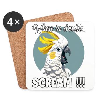 Cadeau créatif pour les amateurs de cacatoès et d’oiseaux - Dessous de verre (lot de 4) - blanc - Devant